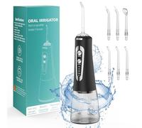 Jet Dentaire Hydropulseur Portable, Jet Dentaire Sans Fil Rechargeable avec 5 Mode set 6 Buses Capacité de 300 ML IPX7 Étanche Pour La Maison et Les Voyages