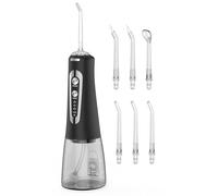 Jet Dentaire Hydropulseur Portable, Jet Dentaire Sans Fil Rechargeable avec 5 Mode set 6 Buses Capacité de 300 ML IPX7 Étanche Pour La Maison et Les Voyages