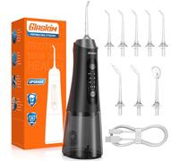 Jet Dentaire Hydropulseur Professionnel - 4 Modes de Nettoyage, Réservoir 320ML Grande Capacité, 8 Buses Interchangeables, USB Charge Rapide, IPX7 Étanche, Portable pour Maison & Voyage Noir