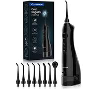 Jet Dentaire Hydropulseur Professionnel Irrigateur Oral Hangsun Portable de Voyage avec 8 Buses de Rechange, 3 Puissances Réglables, Réservoir 300ML, USB Chargé, Noir (modèle HOC760)