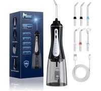Jet Dentaire Hydropulseur Sans Fil MOCEL 5 Modes, Irrigateur Portable 350ml avec 6 Embouts Rechargeable Étanche IPX7 pour Soins Appareil Dentaire
