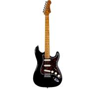 Jet Guitars Guitare Strat JS300 BK - Corps en tilleul massif - Manche en érable torréfié - Micros en céramique - Trémolo traditionnel