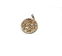 Jet International A ++ Pendentif en Métal Rond JI9 Cuivre Argent Plaqué Or Triple Couche Égyptien Oeil Fleur de Vie