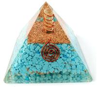 Jet International Exquis A ++ Turquoise Orgone Pyramid Crystal Gemstones Chakra Cuivre Métal