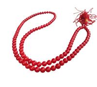 Jet International Meilleure Qualité Corail Rouge Prière Japa Mala 7-8 mm 108 + 1 Prière A ++ Perles Méditation Concentration Guérison Béni Om Aum Énergisé Yoga Gayatri Ganesha Mantra Adorer Dieu Mei
