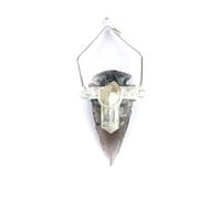 Jet International Pendentif de Pointe de flèche en Obsidienne Noir plaqué Argent Puissant avec Cristal Naturel Quartz Point Gemstone Healing Reiki Crystal 40 Page Booket Therapy