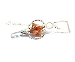 Jet International Pendule Merkaba tournante dynamisée Sunstone sculpté Guérison Reiki Radiesthésie A + Livret L'image est juste une référence