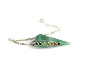 Jet International Vert Aventurine Chakra Pendule en Forme De Cône À Facettes Top Qualité A ++ Cristal Thérapie