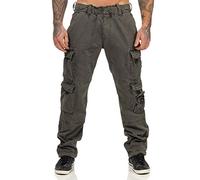 Jet Lag Pantalon cargo FW 011 - Pour homme - Poches latérales - Gris, noir, olive et beige, gris foncé, 33W x 34L