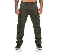Jet Lag Pantalon cargo FW 011 - Pour homme - Poches latérales - Gris, noir, olive et beige - Vert - W34