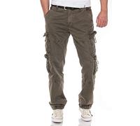 Jet Lag Pantalon cargo FW-012 pour homme avec de nombreuses poches refermables. - Vert - W33