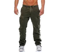 Jet Lag Pantalon cargo FW010 pour homme Coupe ample, Vert olive foncé, 40W x 34L