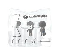 Jet LAG - SC15130 Kit de Voyage Flacon 3 Pièces Réutilisables 80 ML et 18 ML avec Pochette Illustrée - Normes Aériennes - Coloris Aléatoire Gris/Rouge/Vert/Bleu