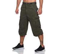 Jet Lag Short cargo 3/4 Safety B pour homme avec poches latérales, olive, M