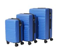 JET LAG - VO00052 - Lot de 3 Valises Rigides Acapulco - Cabine 45L - M 70L - L 90L - Coque en Abs - Roues Pivotantes 360° - Cadenas Sécurisé - Design Élégant - Bleue