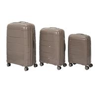 JET LAG, VO0042, Lot de 3 Valises Madrid Taupe 38L 71L 107L, Teinte Taupe sophistiquée, Robustesse et Durabilité, Confort de Transport, roulettes multidirectionnelles et poignée télescopique