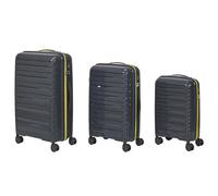 JET LAG, VO0044, Lot de 3 Valises Rome Gris Zip Jaune Fluo 36L 60L 86L, Design Élégant et Moderne, Capacité de Rangement Optimale, Robustesse et Durabilité, Confort de Transport