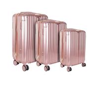 Jet LAG - VO1362, Lot de 3 valises rigides Chic et intemporelles pour Voyage, 40L, 65L, 100L, avec Roues pivotantes, Verrouillage intégré - Taille M, L, XL - Rose