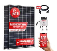 Jet-Line® | Centrale électrique de balcon 1100 W 800 W | Prise complète - Centrale électrique de balcon | Système solaire de balcon | Kit complet | Onduleur 800/600 W bridable | Systèmes