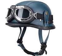 Jet Moto Casque Bol Vintage avec des Lunettes léger Demi-Casques De Moto Rétro Braincap Certifié ECE Vent Casque pour Moto Vélo Scooter Équitation 6,XL 61-62