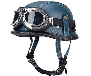 Jet Moto Casque Bol Vintage avec des Lunettes léger Demi-Casques De Moto Rétro Braincap Certifié ECE Vent Casque pour Moto Vélo Scooter Équitation 6,XL 61-62