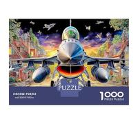 Jet Over Town 1000 Pièces Puzzle De Voyage en Carton Épais pour La Détente Et L'évasion Science-Fiction Spaceship Une Belle Idée De Cadeau pour Noël Ou Un Anniversaire 70x50cm/1000pcs