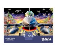 Jet Over Town 1000 Stück Premium Cardstock Jigsaw Puzzle Set Für Erwachsene Kinder Fantasy DIY Jigsaw Puzzle Bildungsspiel Dekompression Beste Geschenkidee 70x50cm/1000pcs