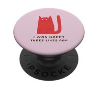 J'étais Heureuse il y a Trois Vies (déclaration drôle de Chat) PopSockets PopGrip Adhésif