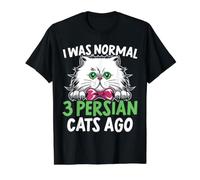 J'étais Normal 3 Chats persans il y a Kitty Lover Meow Kitten T-Shirt Graphique avec Valeur, Homme, Noir, S