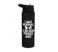 J'étais normal il y a 2 Bichon Frises drôle Bichon Frise Stainless Steel Insulated Water Bottle