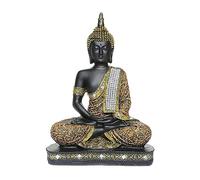 JETAL ART Idole religieuse du Seigneur Gautam Statue de Bouddha grande taille Idoles Seigneur Bouddha Idoles pour cadeau, pièce maîtresse décorative - 22 cm (polyrésine, noir, rouge, orange