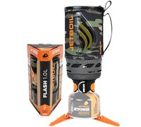 Jetboil Flash Réchaud portable 1 L à ébullition rapide pour camping randonnée avec allumage automatique en 1 étape, brûleur propane/isobutane avec tasse de cuisson, camouflage foncé