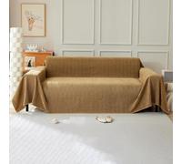 Jeté de canapé chenille couleur unie avec franges décoratives - Couvre-lit multifonction pour canapé, banc et lit - 230 x 260 cm