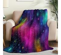 Jeté de canapé Convertible et réversible 200 x 220 cm - Couverture Plaid Polaire Douce Galaxie Univers Étoiles, Chaude et légère pour canapé lit et Toutes Les Saisons Multicolore