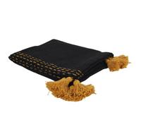 Jeté de canapé noir surpiqué avec pompons 130x150cm Noir G