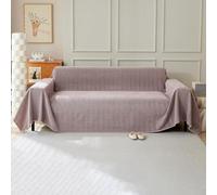 Jeté de canapé en chenille rose, couleur unie, avec franges décoratives, couvre-lit multifonction pour canapé, banc et lit, 230 x 260 cm