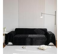 Jeté de canapé en Chenille texturée et tissée, Housse de canapé Douce, Protection de canapé 2 Places, décoration de Salon (180 x 150 cm, Noir)