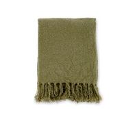 Jeté de canapé en polyester avec pampilles Stanly 170 x 130 cm Vert