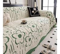 Jeté de canapé en velours de couleur crème avec peluche, convient aux sections de 2, 3, 4 ou 5 places, lavable en machine, adapté aux animaux domestiques, protection de meubles de salon A 180 x 320 cm