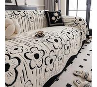 Jeté de canapé en velours de couleur crème avec peluche, convient pour 2, 3, 4 ou 5 places, lavable en machine, protection de meubles de salon adaptée aux animaux domestiques D 180 x 230 cm