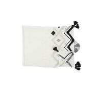 Toilinux - Jeté de canapé ethnique avec pompons - 130 x 170 cm - Blanc et noir Gris G