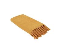 - Jeté de canapé gaufré en coton 130 x 160 cm ocre