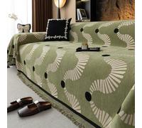 Jeté de Canapé Grand Format pour Canapé 1/2/3/4 Places, Couverture Jetée Douce pour Grand Couverture pour avec Franges pour, Fauteuil et Lit Green 180X460cm/70.87X181.10In