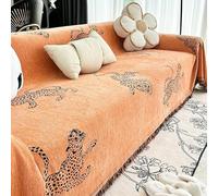 Jeté de Canapé Panthère Orange Plaid Microfibres Jete de Canape Grande Taille Plaid Canape Multiusages Plaid Lit avec Franges Couverture Canapé Plaid pour Canapé Durable Jeté de Lit 180x340cm