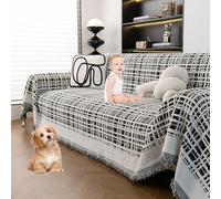 Jeté De Canapé Réversible À Carreaux Double Face 2023, Antidérapant, Lavable, Multifonctionnel, pour Animaux De Compagnie, Toutes Saisons(Black,180 * 280cm/71 * 110in)