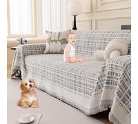 Jeté De Canapé Réversible À Carreaux Double Face 2023, Antidérapant, Lavable, Multifonctionnel, pour Animaux De Compagnie, Toutes Saisons(Grey,180 * 340cm/71 * 134in)