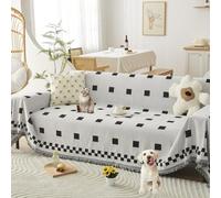 Jeté De Canapé Réversible en Chenille - Protection Multi-usages pour Canapés 2, 3 Ou 4 Coussins - Housse De Canapé Antidérapante Toutes Saisons(C,180 * 320cm/71 * 126in)