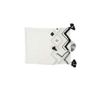 - Jeté de canapé surpiqué avec Pompons - Longueur 130 cm x Largeur 170 cm - Noir, Blanc et Gris