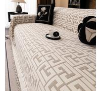 Jeté de canapé Toutes Saisons 100% Coton | Housse de protection universelle for meubles, épaisse, couverture décorative for canapé 1 à 5 places(A,180x130cm)