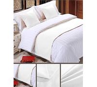 Jeté De Chemin De Lit Accueil Hôtel Épais Coton Lin Couleur Unie Protecteur De Serviette De Queue De Chambre À Coucher Décor De Literie,Blanc,1.8m(50X240cm)